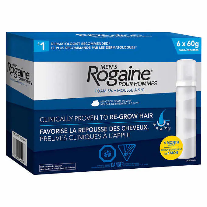 Rogaine Men's Hair Regrowth Foam with 5% Minoxidil, 6 x 60 g